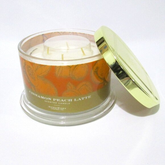 Homeworx By Harry Slatkin 4 Wick Glass Jar Candle Cinnamon Peach Latte 18 Oz - Picture 1 of 5